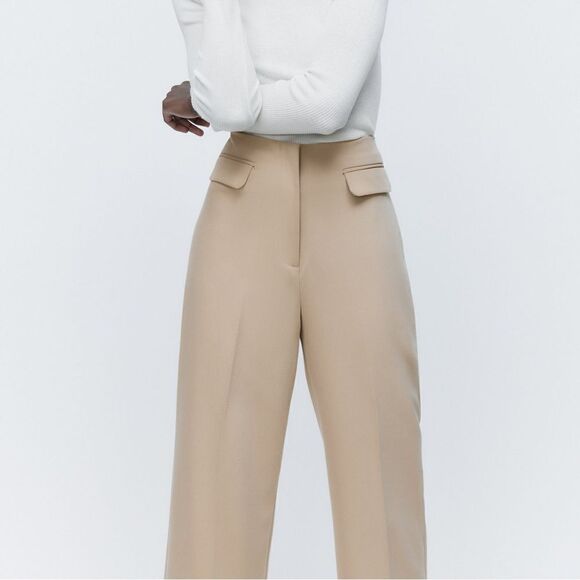 ZARA HIGH-WAISTED FLAP PANTS - Picture 4 of 6